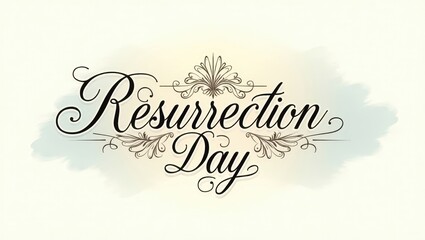 Elegant Resurrection Day Design Watercolor Background with Calligraphic Lettering and Ornate Details