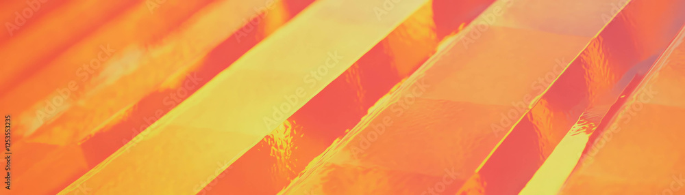 Aufkleber Pattern of rice fields viewed from above with geometric shapes on bright orange background