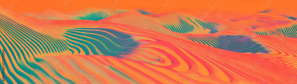 Aufkleber vibrant aerial view of rice fields showcasing geometric patterns on orange background