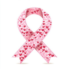 pink ribbon adorned with hearts symbolizes love and support, often associated with awareness campaigns. Its vibrant design evokes feelings of compassion and unity