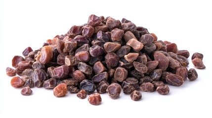 A pile of delicious dried dates isolated on a white background Arabic food
