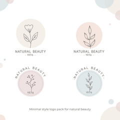 Naklejka premium Minimal style logo pack for natural beauty. Natural beauty logo. 