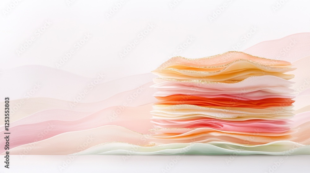 Poster colorful layers of paper stacked artfully studio space minimalist top view abstract design