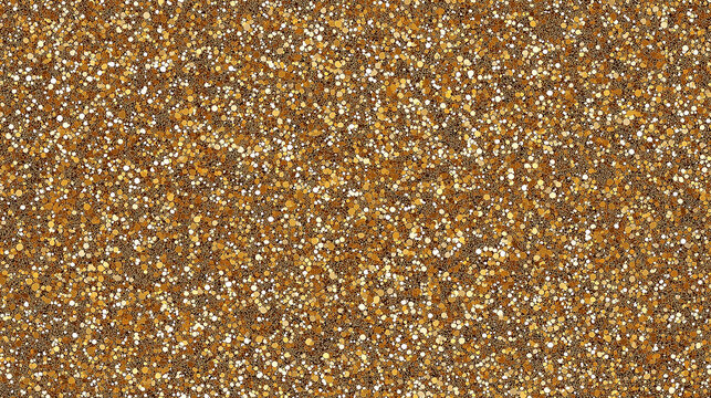 A seamless close-up of a gold glitter texture, shimmering with golden hues. The tiny glitters catch the light, creating an elegant, luxurious effect. Perfect for festive or glamorous settings with opu