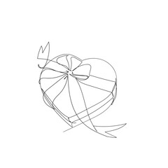 continuous line drawing icon gift with ribbon