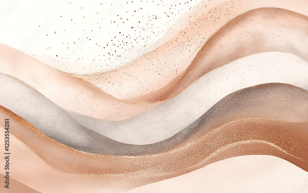 Poster modern fluid abstract design with beige and soft gold tones creating a soft and refined artistic bac