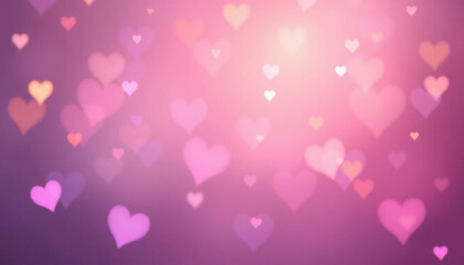 Romantic Purple Heart Bokeh Background. AI Generation.