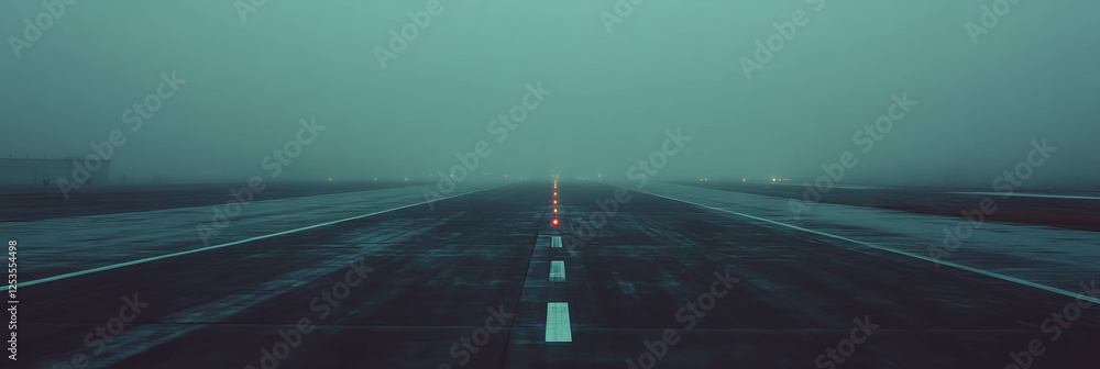 Aufkleber runway enveloped in fog creating a mysterious and atmospheric landscape at twilight