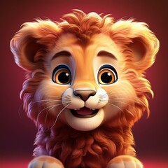 Obraz premium Niedliches Löwenbaby, brauner Hintergrund