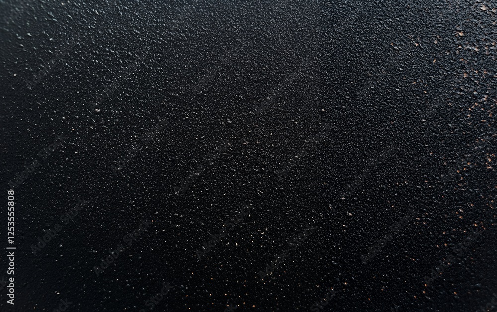 Poster close-up of black surface with water droplets and textured details creating a glossy, elegant, and a