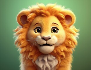 Obraz premium Hübsches Löwenbaby, grüner Hintergrund