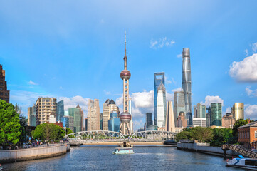 Shanghai city skyline architecture view in the morning