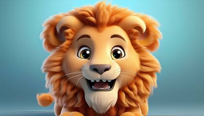 Hübsche Löwenbaby, blauer Hintergrund