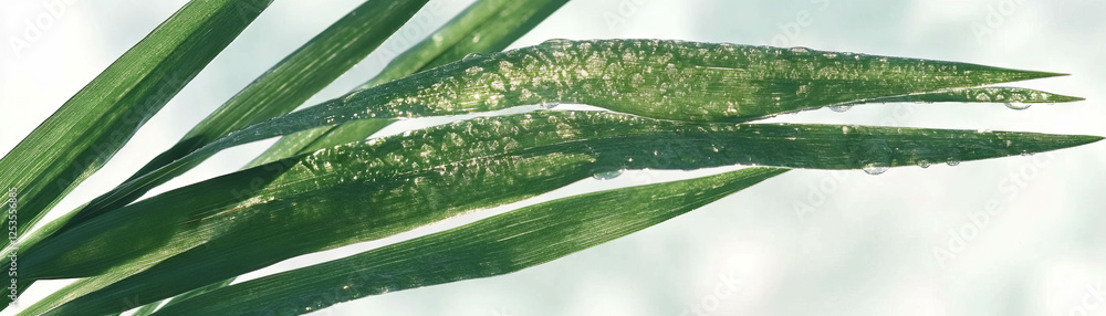 Aufkleber detailed view of a rice leaf displaying intricate veins against a bright background