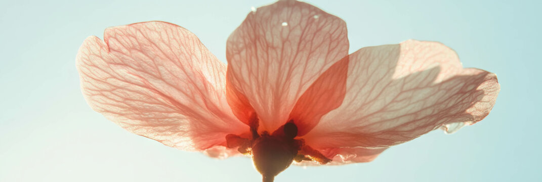 Single sakura petal featuring insect bite against bright background for creative use