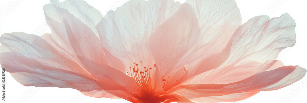 Poster Single sakura petal displaying intricate details and vibrant textures on a bright background