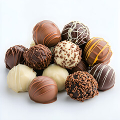Delicious chocolate truffles in various flavors and coatings, perfect for indulgence