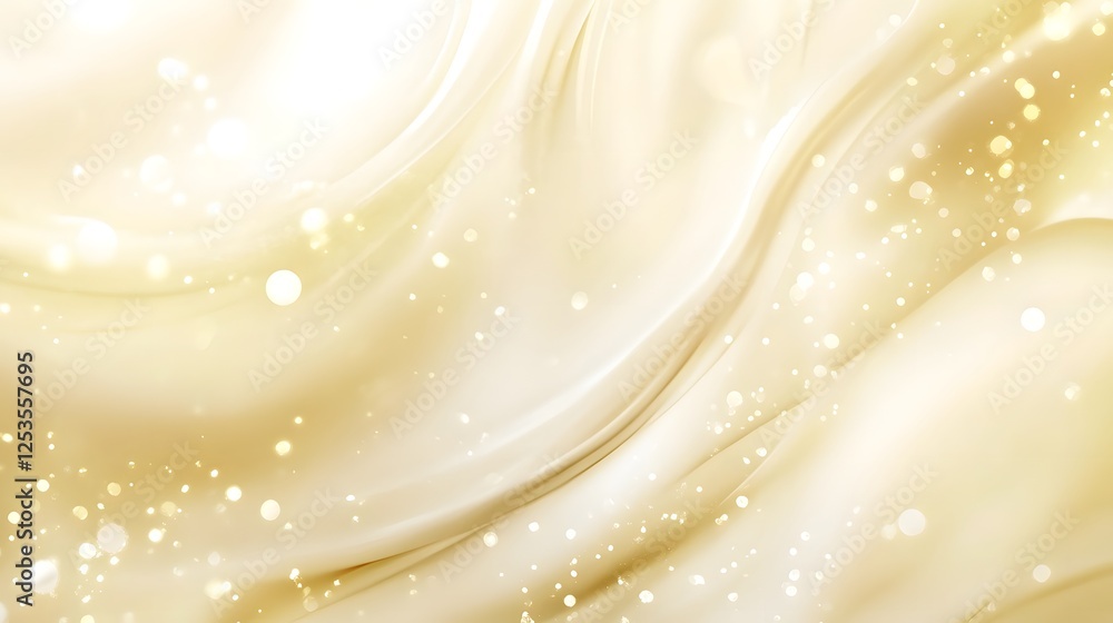 Poster captivating abstract background with fluid wavy shapes and shimmering glittering particles creating 