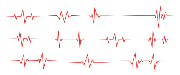 Heart beat line. Simple collection of cardiogram related line icons. Thin line vector set of signs for infographic, logo, app development and website design. Vector illustration.