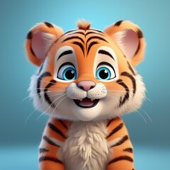 Tigerbaby, blauer Hintergrund