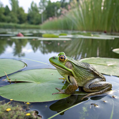 frog in the water