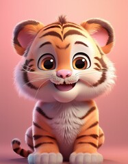 Niedliches Tigerbaby, rosa Hintergrund