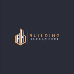 AX initial monogram logo real estate for building with polygon style