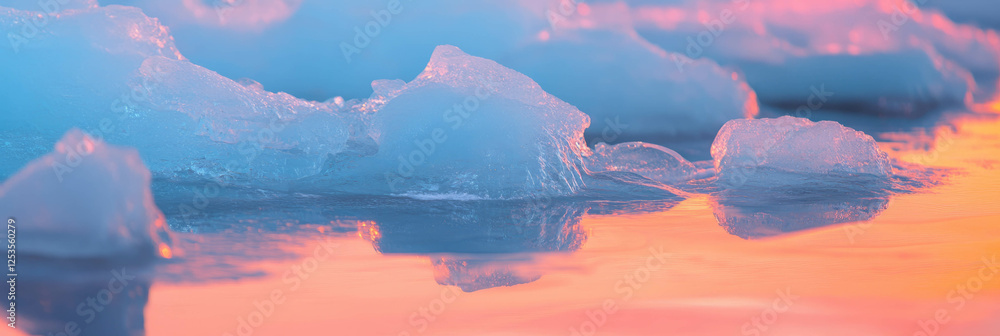 Aufkleber bright abstract ice formations with reflective surfaces and distorted reflections