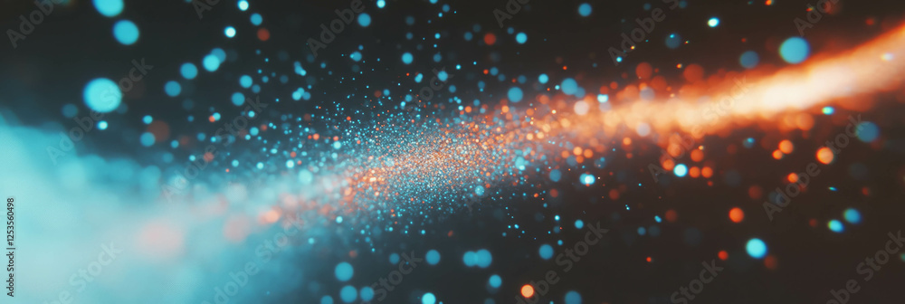 Poster Burst of energy with vibrant particles and light trails for a dynamic background display