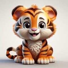 Fototapeta premium Niedlicher Tiger, weißer Hintergrund