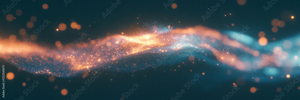 Aufkleber Abstract particles and light streaks create a dynamic burst of energy in a bright backdrop
