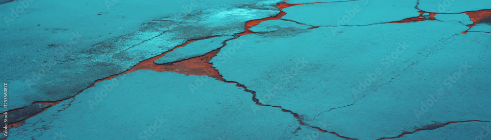 Poster bright acid stained concrete surface with unique mottled patterns and vibrant colors