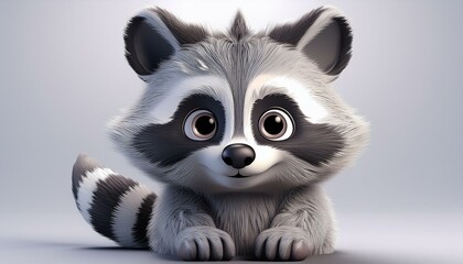 Niedlicher Waschb&auml;r, wei&szlig;er Hintergrund