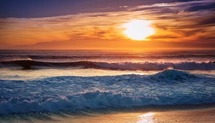 Fototapeta premium Ocean Wave sunset sea surfing background