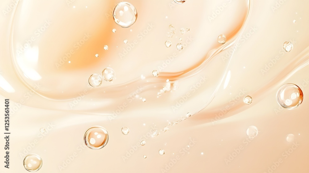 Aufkleber Captivating abstract fluid texture with flowing rippled waves and shimmering bubbles in an ethereal soft gradient background  This mesmerizing and serene image evokes a sense of tranquility wonder