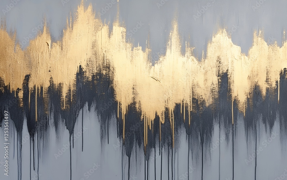 Poster abstract gold and black fluid art with dripping paint and elegant shimmering design creating a uniqu