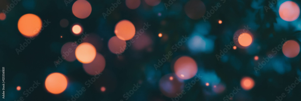 Poster blurred view of a mystical forest at night with soft bokeh lights