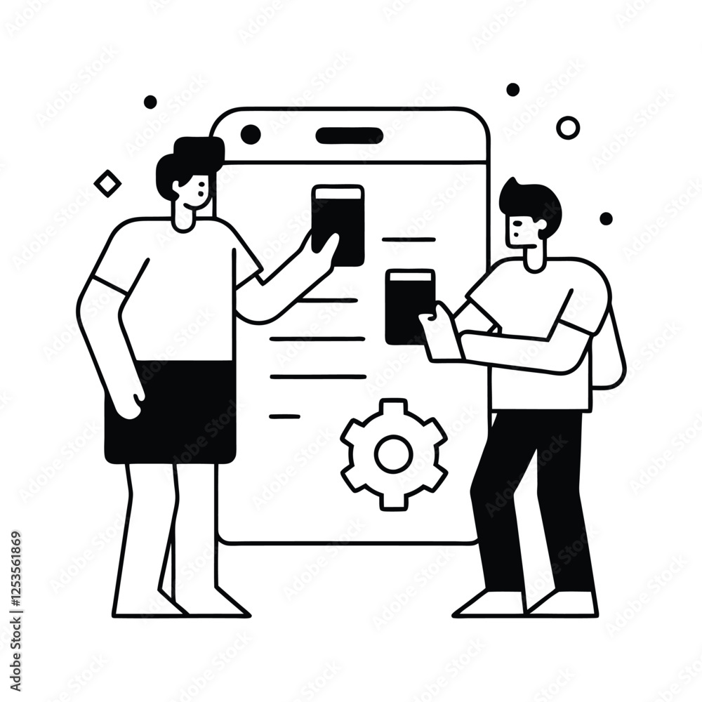 Poster mobile interaction digital communication system on transparent background