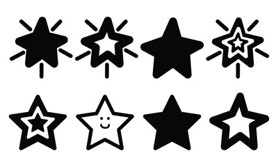 Star Vector Set – Collection of Various Star Shapes, Golden and Black Icons Vector Illustration