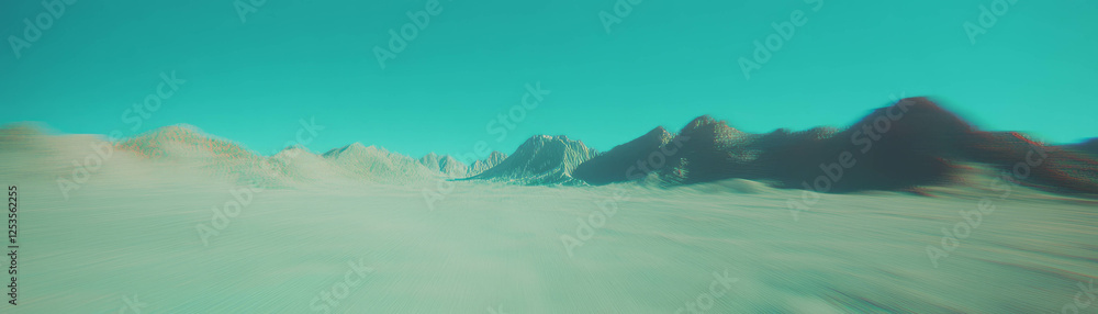 Poster captivating blurred mountain range with soft blue and gray tones in bright background