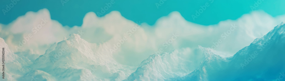 Poster Mysterious mountain range captured in soft blue and gray tones for serene background display