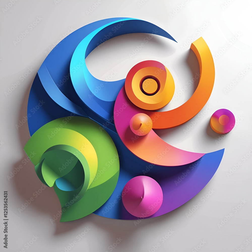 Poster colorful abstract design with swirling circular patterns