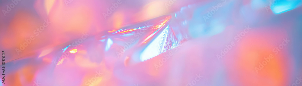 Poster blurred texture of ice crystals with delicate patterns and shimmering light reflections