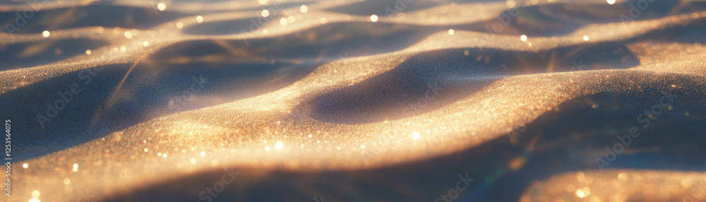 Poster blurred texture of fine sand grains showcasing light and shadow depths in a bright background
