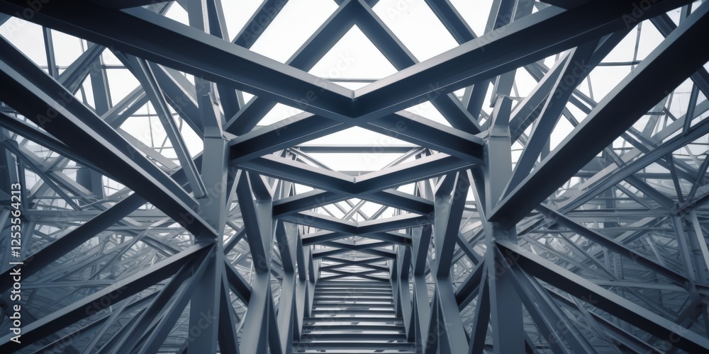 Poster intricate steel framework overhead view showcasing modern construction techniques and architectural 