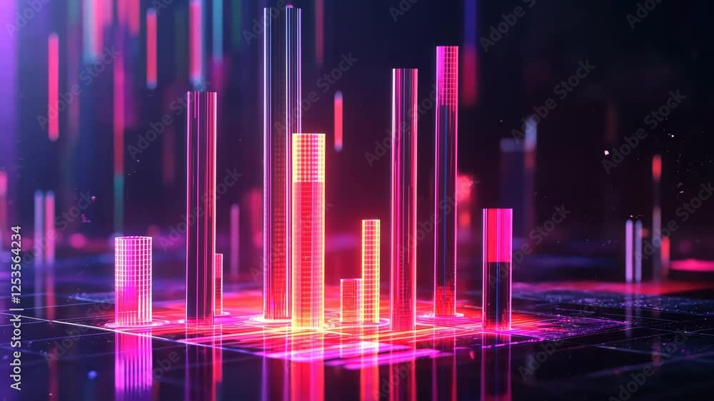 Poster abstract data visualization in vibrant colors showcases statistics trends and analysis
