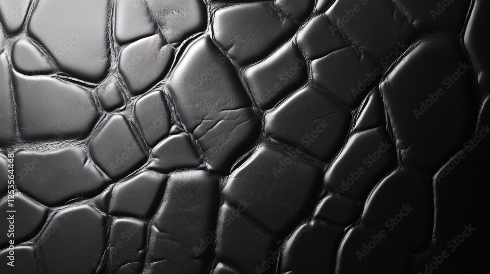 Poster a close-up of a glossy black surface with deep organic cracks forming an abstract irregular pattern