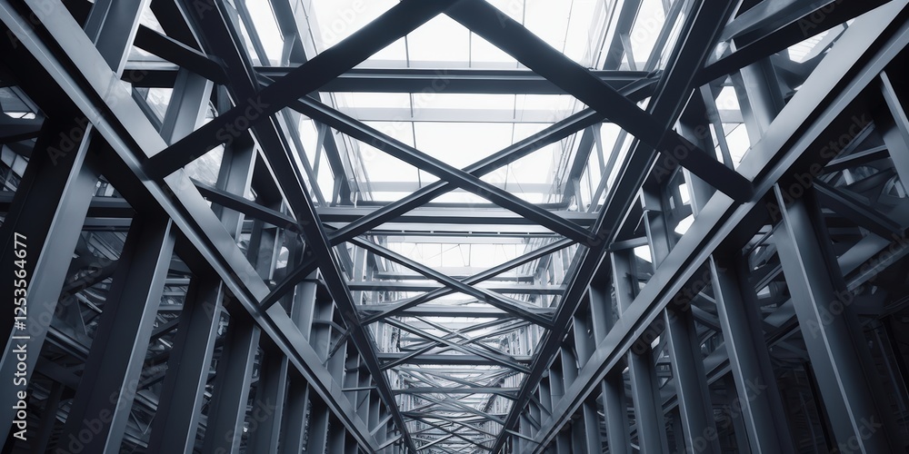 Aufkleber modern steel construction framework with intricate patterns of metal beams and support structures be