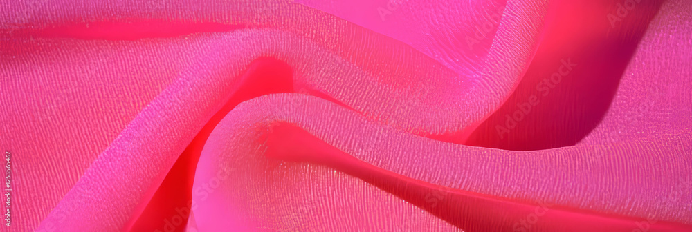Poster fuchsia cotton fabric features a sateen weave, offering a vibrant and smooth texture for banners