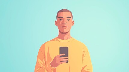People of various backgrounds engaged with their phones, showcasing modern technology use. Stylized vector illustration.